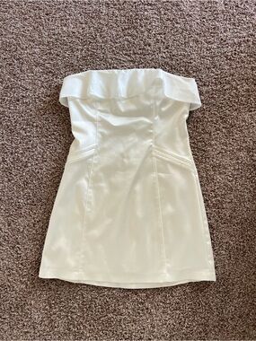 BHLDN Strapless Cream Satin Mini Dress